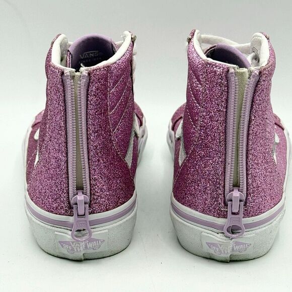 Vans SK8-HI Pink Glitter Back Zip Up Lace Up Sneakers - Kids US 3 / EU 34 - Picture 9 of 11